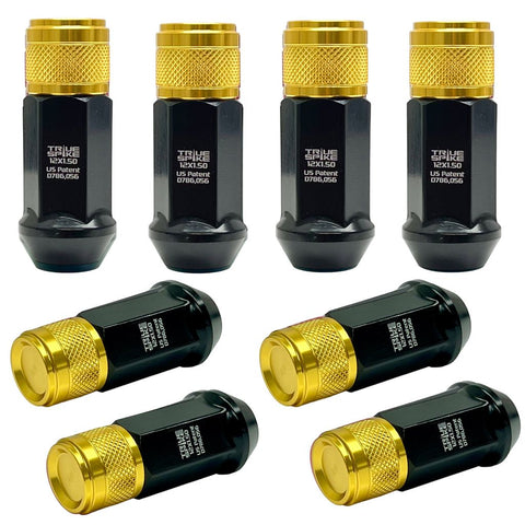 1/2-20 57MM LONG 20MM WIDE GEN 2 TUNER STYLE STEEL LUG NUTS ANODIZED ALUMINUM CAP 46-17 JEEP CJ, TJ, WRANGLER 79-14 FORD MUSTANG // 20MM CAP DIAMETER 17MM CAP LENGTH PART # LGC057