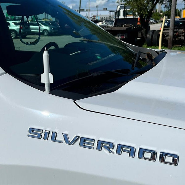 1 PIECE MOAB MOTHER OF ALL BOMBS BULLET STYLE ALUMINUM SHORT ANTENNA KIT WHITE, BLACK, GREEN, GUN METAL OR RED FINISH 5.5" INCHES LONG // PART # SA113