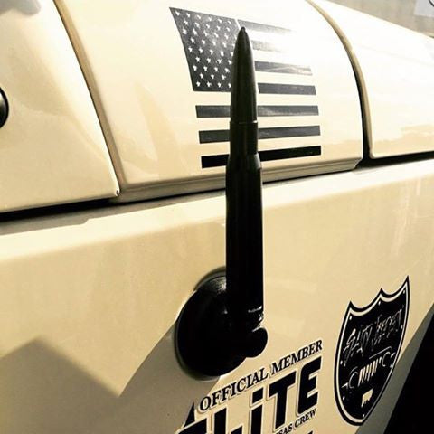 1 PIECE 50 CALIBER CAL BULLET STYLE ALUMINUM SHORT ANTENNA KIT BLACK 5.5" INCHES LONG // PART # SA033BK