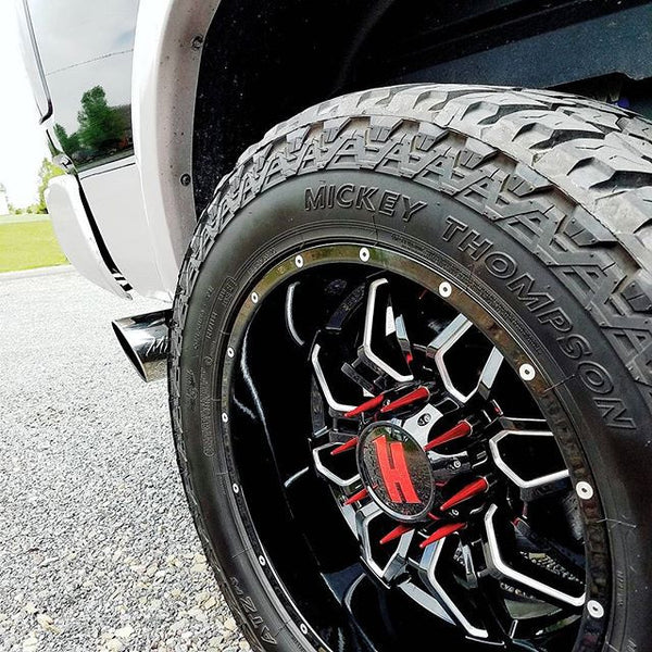 1/2-20 112MM LONG CNC MACHINED FORGED STEEL STANDARD SPIKE LUG NUTS WITH ANODIZED ALUMINUM CAP 46-17 JEEP CJ, TJ, WRANGLER 79-14 FORD MUSTANG // CAP: 16MM DIAMETER 73MM HEIGHT PART # LGC002