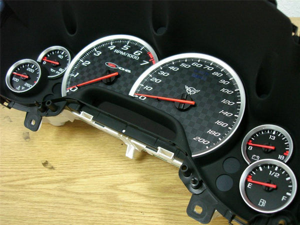 97-04 CHEVROLET CORVETTE C5 GAUGE SURROUND BEZELS 6 PIECE KIT IN SILVER // PART # SRC5MS