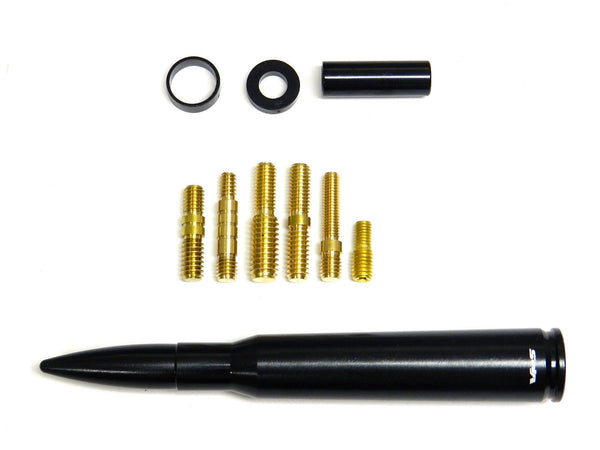 1 PIECE 50 CALIBER CAL BULLET STYLE ALUMINUM SHORT ANTENNA KIT BLACK 5.5" INCHES LONG // PART # SA033BK