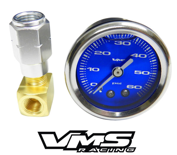 60 PSI Liquid Filled Fuel Pressure Gauge 0-60 PSI WITH Adapter for LS engines /LT1 (92-97) and L98 (TPI)