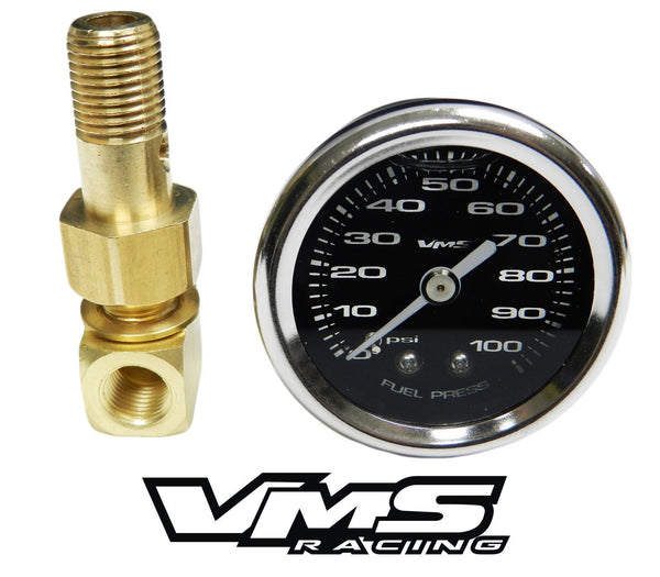 100 PSI Liquid Filled Fuel Pressure Gauge 0-100 PSI WITH Adapter for HONDA/ACURA engines