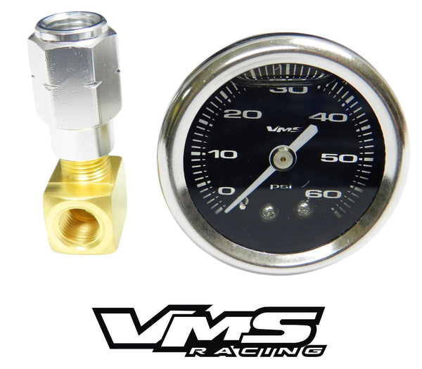 60 PSI Liquid Filled Fuel Pressure Gauge 0-60 PSI WITH Adapter for LS engines /LT1 (92-97) and L98 (TPI)