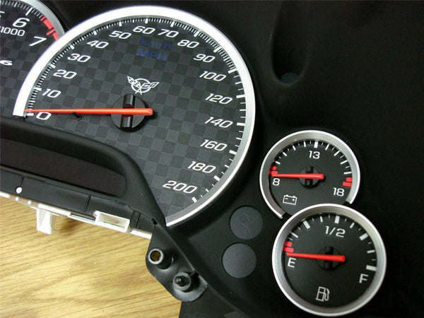 97-04 CHEVROLET CORVETTE C5 GAUGE SURROUND BEZELS 6 PIECE KIT IN SILVER // PART # SRC5MS