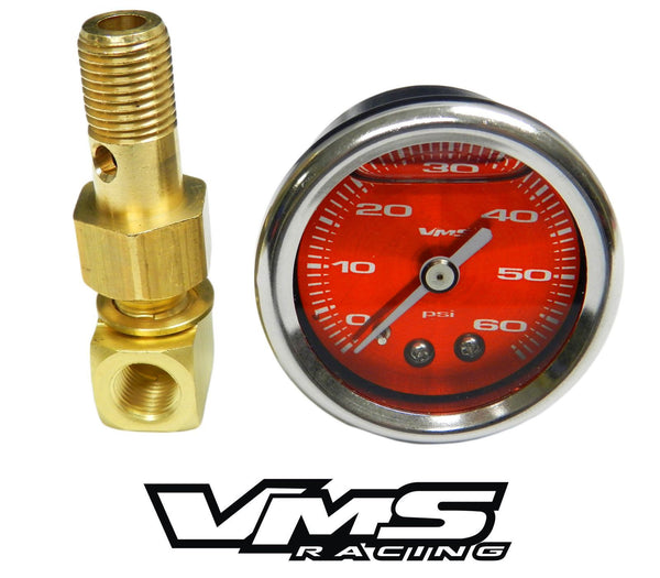 60 PSI Liquid Filled Fuel Pressure Gauge 0-60 PSI WITH Adapter for HONDA/ACURA engines
