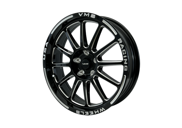 DRAG PACK STREET DRAG RACE BLACK HAWK WHEELS 17x10 54 OFFSET & 18X5 5X114.3 -12 OFFSET FOR 05-14 S197 (NO BREMBO BRAKES) 15-22 S550 FORD MUSTANG INCLUDING GT WITH PERFORMANCE PACKAGE BREMBO BRAKES // PART # VWBH013 & VWBH014
