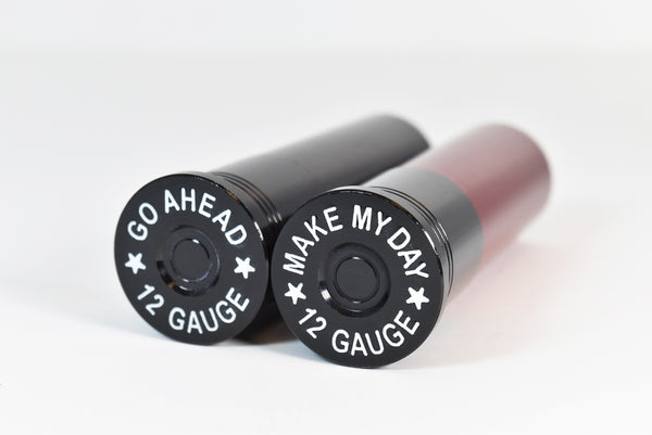 14x2.0 MM 127MM LONG SHOTGUN SHELL FORGED STEEL "GO AHEAD MAKE MY DAY" LUG NUTS WITH ANODIZED ALUMINUM CAP 04-14 FORD F150 RAPTOR TREMOR EXPEDITION // CAP: 20MM DIAMETER 76MM HEIGHT PART # LGC039/40/41/42