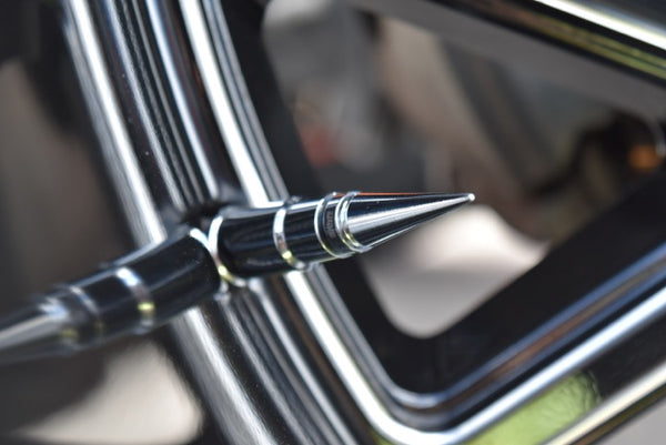 UNIVERSAL SPIKE SPIKED BILLET ALUMINUM AIR TIRE RIM WHEEL VALVE STEM CAP COVER KIT AVAILABLE IN MANY COLORS // PART # WVC005 WVC007