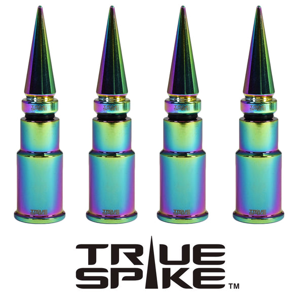 UNIVERSAL SPIKE SPIKED BILLET ALUMINUM AIR TIRE RIM WHEEL VALVE STEM CAP COVER KIT AVAILABLE IN MANY COLORS // PART # WVC005 WVC007