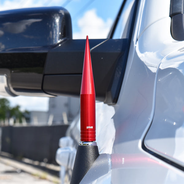 FAT SPIKE SHORT ANTENNA KIT BILLET ALUMINUM 5.5" INCHES LONG AVAILABLE IN BLACK BLUE CHROME GOLD GREEN GUNMETAL ORANGE PURPLE RED SILVER WHITE // PART # SA040