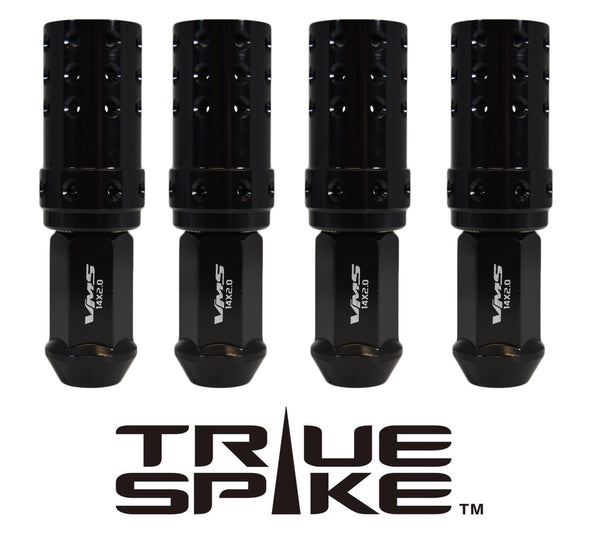 9/16-18 101MM LONG MUZZLE BRAKE FORGED STEEL LUG NUTS WITH ANODIZED ALUMINUM CAP 65-87 CHEVROLET (8 LUG) C20 C30 K20 K30  GMC 02-11 DODGE RAM 80-98 FORD F250 F350 // CAP: 25MM DIAMETER 51MM HEIGHT PART # LGC051