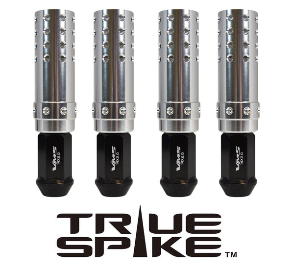 9/16-18 124MM LONG MUZZLE BRAKE FORGED STEEL LUG NUTS WITH ANODIZED ALUMINUM CAP 65-87 CHEVROLET (8 LUG) C20 C30 K20 K30  GMC 02-11 DODGE RAM 80-98 FORD F250 F350 // CAP: 25MM DIAMETER 73MM HEIGHT PART # LGC052