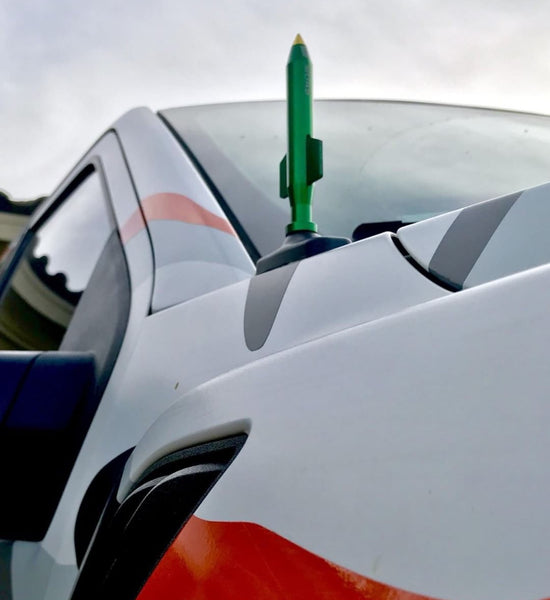 1 PIECE MOAB MOTHER OF ALL BOMBS BULLET STYLE ALUMINUM SHORT ANTENNA KIT WHITE, BLACK, GREEN, GUN METAL OR RED FINISH 5.5" INCHES LONG // PART # SA113