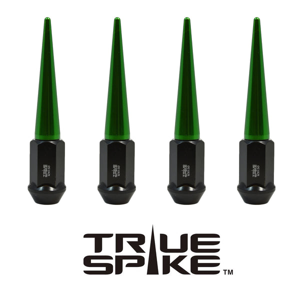 1/2-20 112MM LONG CNC MACHINED FORGED STEEL STANDARD SPIKE LUG NUTS WITH ANODIZED ALUMINUM CAP 46-17 JEEP CJ, TJ, WRANGLER 79-14 FORD MUSTANG // CAP: 16MM DIAMETER 73MM HEIGHT PART # LGC002