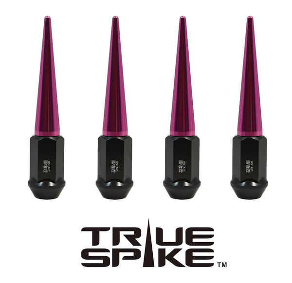 1/2-20 112MM LONG CNC MACHINED FORGED STEEL STANDARD SPIKE LUG NUTS WITH ANODIZED ALUMINUM CAP 46-17 JEEP CJ, TJ, WRANGLER 79-14 FORD MUSTANG // CAP: 16MM DIAMETER 73MM HEIGHT PART # LGC002