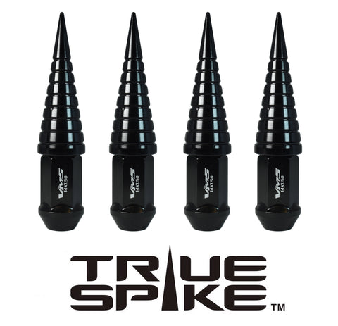 14X1.5 MM 124MM LONG CNC FORGED STEEL LUG NUTS ANODIZED ALUMINUM SPIRAL SPIKE (25MM DIAMETER) CAPS TRUCK LENGTH 00- UP CHEVROLET SILVERADO TAHOE GMC SIERRA 12-UP DODGE RAM 15-UP F150 // 25MM CAP DIAMETER 73MM CAP LENGTH PART # LGC026