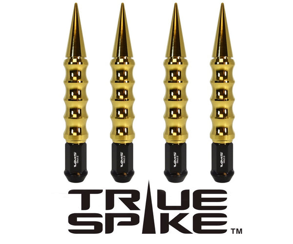 12x1.5 MM 177 MM 7 INCH LONG BIG FAT RIBBED SPIKE FORGED STEEL LUG NUTS ANODIZED ALUMINUM CAP // 25MM CAP DIAMETER 136MM LENGTH PART # LGC030