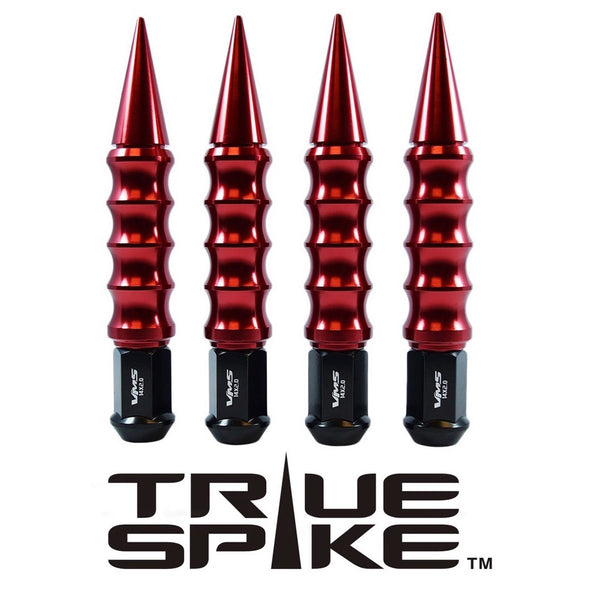 12x1.5 MM 177 MM 7 INCH LONG BIG FAT RIBBED SPIKE FORGED STEEL LUG NUTS ANODIZED ALUMINUM CAP // 25MM CAP DIAMETER 136MM LENGTH PART # LGC030