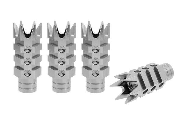 SPIKE MUZZLE BRAKE (DOOR BREACHER STYLE) LUG NUT CAPS CNC MACHINED BILLET ALUMINUM, MANY FINISHES TO CHOOSE FROM // CAP: 20MM DIAMETER 73MM HEIGHT PART # LGC054