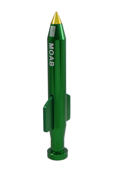 1 PIECE MOAB MOTHER OF ALL BOMBS BULLET STYLE ALUMINUM SHORT ANTENNA KIT WHITE, BLACK, GREEN, GUN METAL OR RED FINISH 5.5" INCHES LONG // PART # SA113