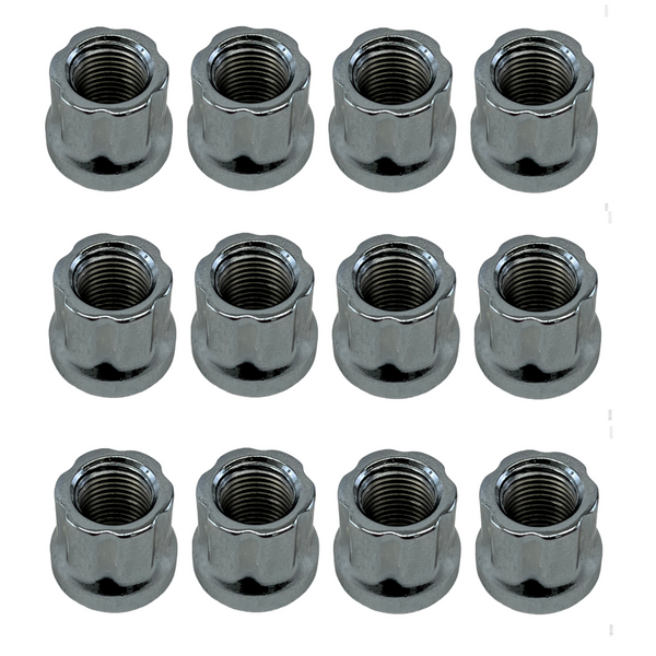 STREET/STRIP OPEN END SPLINE FORGED STEEL LUG NUTS FOR VMS RACING WHEELS 60 DEGREE BULGE ACORN SET OF 20