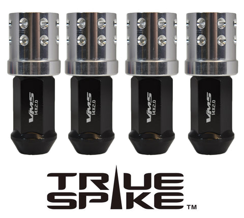 1/2-20 71MM LONG MUZZLE BRAKE FORGED STEEL LUG NUTS WITH ANODIZED ALUMINUM CAP 46-17 JEEP CJ, TJ, WRANGLER 79-14 FORD MUSTANG // CAP: 25MM DIAMETER 30MM HEIGHT PART # LGC050