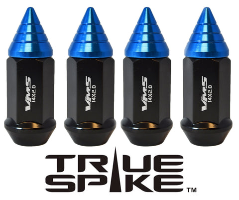 1/2-20 62MM LONG CNC MACHINED FORGED STEEL EXTENDED SMALL SPIRAL SPIKE LUG NUTS ANODIZED ALUMINUM CAP // 20MM DIAMETER 21MM HEIGHT PART # LGC011