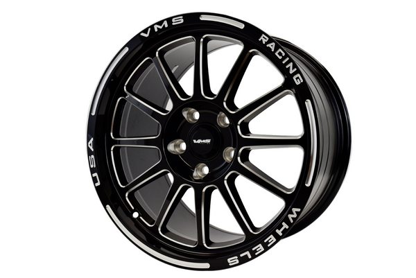 DRAG PACK STREET DRAG RACE BLACK HAWK WHEELS 17x10 54 OFFSET & 18X5 5X114.3 -12 OFFSET FOR 05-14 S197 (NO BREMBO BRAKES) 15-22 S550 FORD MUSTANG INCLUDING GT WITH PERFORMANCE PACKAGE BREMBO BRAKES // PART # VWBH013 & VWBH014