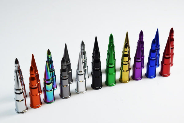 UNIVERSAL SPIKE SPIKED BILLET ALUMINUM AIR TIRE RIM WHEEL VALVE STEM CAP COVER KIT AVAILABLE IN MANY COLORS // PART # WVC005 WVC007