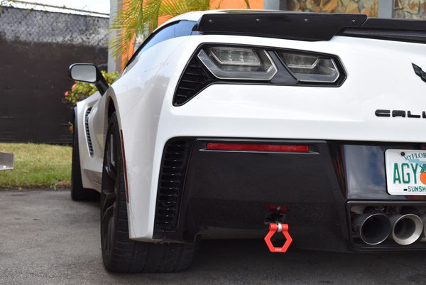 2014-2019 Chevrolet Corvette Racing Tow Hook Hooks C7 Z06 ZR1 Stingray Gran Sport Drag Race Oval Track Available in Red or Black // Part # THC7F and THC7R