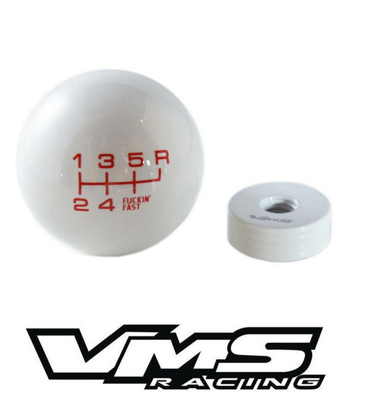 FUCKIN FAST SHIFT KNOB 5 & 6 SPEED 2" DIAMETER AVAILABLE IN BLACK RED OR WHITE 10x1.5 10x1.25 12x1.25 12x1.75 & 16x1.5 THREADS HONDA CIVIC ACURA INTEGRA MUSTANG CAMARO