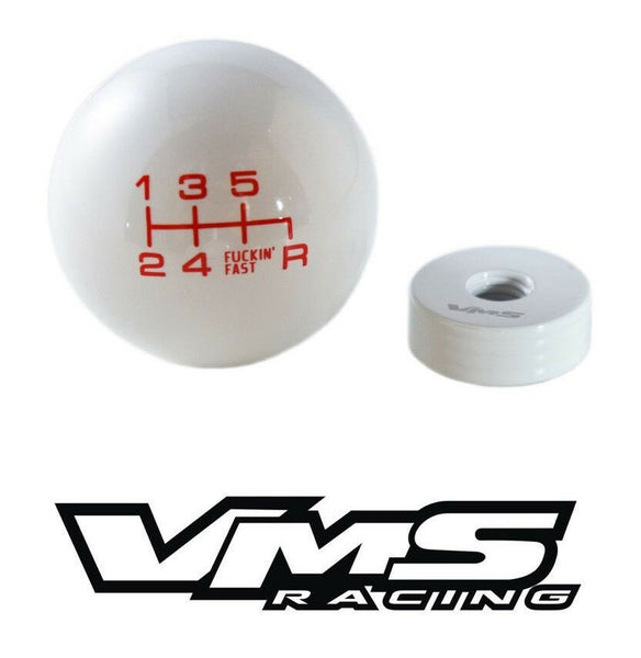 FUCKIN FAST SHIFT KNOB 5 & 6 SPEED 2" DIAMETER AVAILABLE IN BLACK RED OR WHITE 10x1.5 10x1.25 12x1.25 12x1.75 & 16x1.5 THREADS HONDA CIVIC ACURA INTEGRA MUSTANG CAMARO
