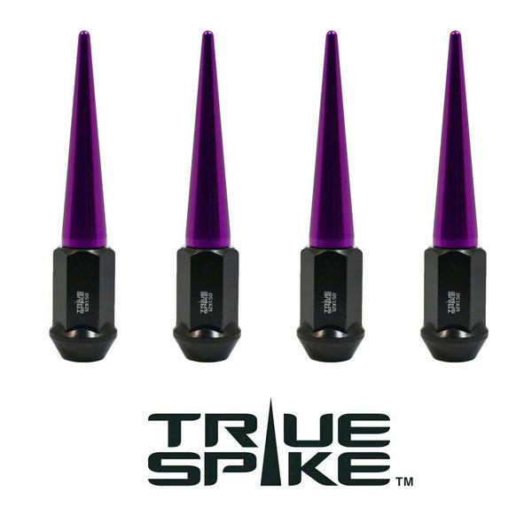 1/2-20 112MM LONG CNC MACHINED FORGED STEEL STANDARD SPIKE LUG NUTS WITH ANODIZED ALUMINUM CAP 46-17 JEEP CJ, TJ, WRANGLER 79-14 FORD MUSTANG // CAP: 16MM DIAMETER 73MM HEIGHT PART # LGC002