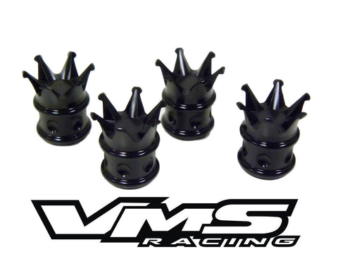 CROWN KING BILLET ALUMINUM AIR VALVE STEM CAP KIT AVAILABLE IN BLACK, CHROME, RED, BLUE, GOLD or PURPLE // PART # WVC007 WVC008