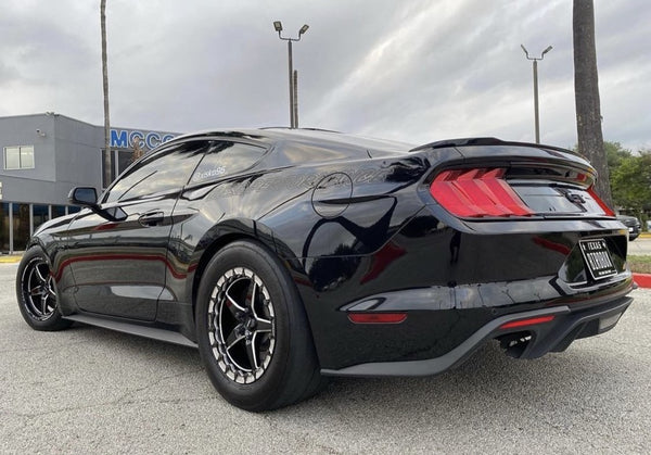 DRAG PACK BEADLOCK DRAG RACE V-STAR WHEELS 17x10 +54 OFFSET (7.6" BACKSPACING) & 18X5 5X114.3 -12 OFFSET FOR 05-14 S197 (NO BREMBO) 15-23 S550 FORD MUSTANG INCLUDING GT WITH PP BREMBO BRAKES 2024 S650 NON PP & DARKHORSE  // PART # VWST014 & VWST080