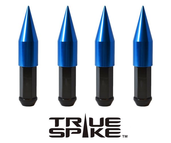 12x1.25 MM 112MM EXTENDED 2ND DESIGN SPIKE (25MM DIAMETER) FORGED STEEL LUG NUTS ANODIZED ALUMINUM CAPS // 25MM CAP DIAMETER 73MM CAP LENGTH PART NUMBER LGC025
