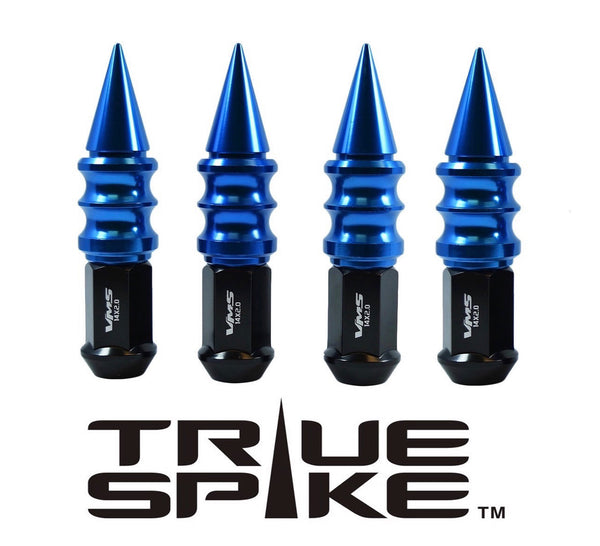 12x1.25 MM 112MM LONG CNC MACHINED FORGED STEEL EXTENDED RIBBED SPIKE LUG NUTS ANODIZED ALUMINUM CAPS // 25MM CAP DIAMETER 73MM CAP LENGTH PART NUMBER LGC029