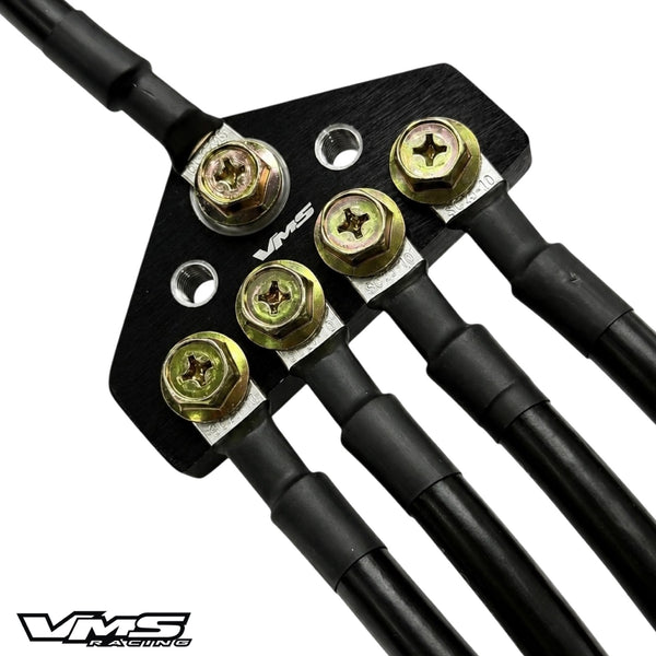 UNIVERSAL 100% COPPER BILLET ALUMINUM 5-POINT 10MM GROUND WIRE SYSTEM CIRCLE EARTH GROUNDING KIT FOR RACING OR STREET CARS BLACK OR RED