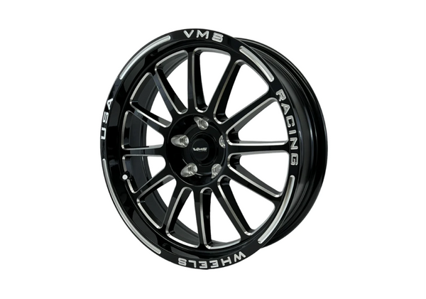 STREET DRAG RACE FRONT & REAR DRAG PACK BLACK HAWK WHEELS 17x10 (30 OFFSET) & 18X5 5X115 (-30 OFFSET) FOR 2006-2020 DODGE CHARGER, CHALLENGER, DEMON INCLUDING SRT 392 & HELLCAT // PART # VWBH021 & VWBH022