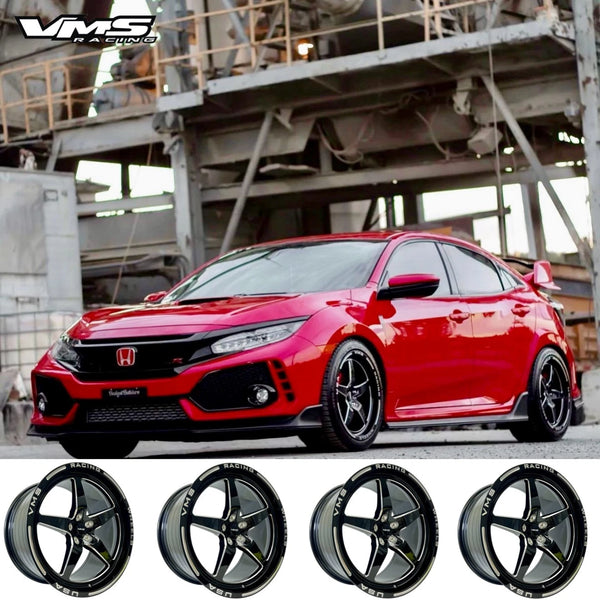 4 x STREET DRAG RACE V-STAR WHEEL 18x9.5 40 OFFSET (6.75 BACKSPACING) 5x120 for 2017-2021 HONDA CIVIC TYPE R FK8   // PART # VWST044
