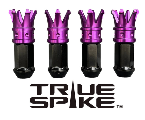 12x1.5 MM 89MM LONG CNC MACHINED FORGED STEEL EXTENDED CROWN SPIKE LUG NUTS WITH ANODIZED ALUMINUM CAP