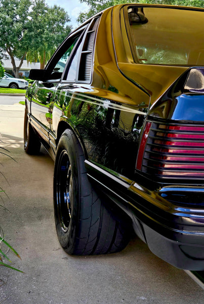 STREET OR DRAG RACE 5 LUG 10 HOLE PHONE DIAL WHEEL 15x10 5x114.3 (5x4.5") 20 OFFSET (6.3" BACKSPACING) 1979-1993 FOX BODY FORD MUSTANG BLACK or SILVER// PART # VWPD007 OR VWPD008