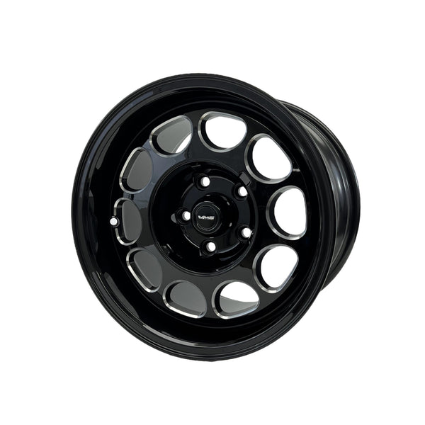 DRAG PACK STREET OR DRAG RACE 5 LUG 10 HOLE PHONE DIAL WHEELS 15x10 5X114.3 (5X4.5") 20 OFFSET (6.3" BACKSPACING) & 15x3.5 5X114.3 (5X4.5") -13 OFFSET (1.75" BACKSPACING) for 1979-1993 FORD MUSTANG GT LX SVO FOX BODY  BLACK or SILVER
