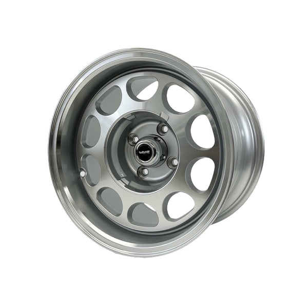 DRAG PACK STREET OR DRAG RACE 5 LUG 10 HOLE PHONE DIAL WHEELS 15x10 5X114.3 (5X4.5") 20 OFFSET (6.3" BACKSPACING) & 15x3.5 5X114.3 (5X4.5") -13 OFFSET (1.75" BACKSPACING) for 1979-1993 FORD MUSTANG GT LX SVO FOX BODY  BLACK or SILVER