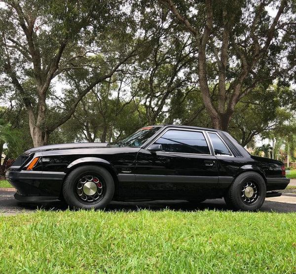 DRAG PACK STREET OR DRAG RACE 5 LUG 10 HOLE PHONE DIAL WHEELS 15x10 5X114.3 (5X4.5") 20 OFFSET (6.3" BACKSPACING) & 15x3.5 5X114.3 (5X4.5") -13 OFFSET (1.75" BACKSPACING) for 1979-1993 FORD MUSTANG GT LX SVO FOX BODY  BLACK or SILVER