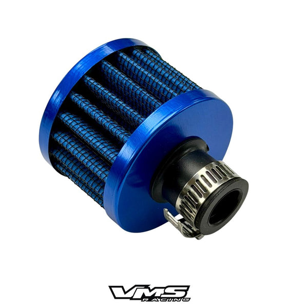 UNIVERSAL PUSH IN VALVE COVER AIR FILTER BREATHER WITH CLAMP 12MM RED BLUE or BLACK