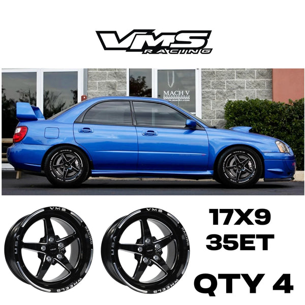 SET of 4 STREET DRAG RACE V-STAR WHEEL 17x9 5X100 35 OFFSET FOR SUBARU IMPREZA WRX STI TURBO // PART # VWST011