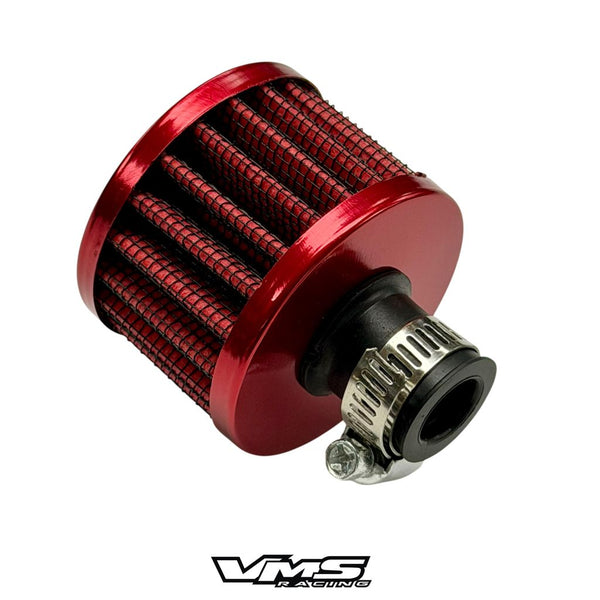 UNIVERSAL PUSH IN VALVE COVER AIR FILTER BREATHER WITH CLAMP 12MM RED BLUE or BLACK